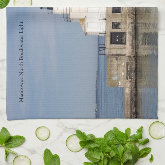 Manitowoc North Breakwater Lichte keukenhanddoek (Gevouwen)