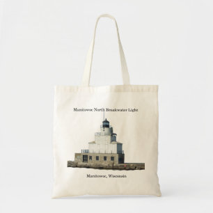 Manitowoc North Breakwater Light cut out canvas ta Tote Bag
