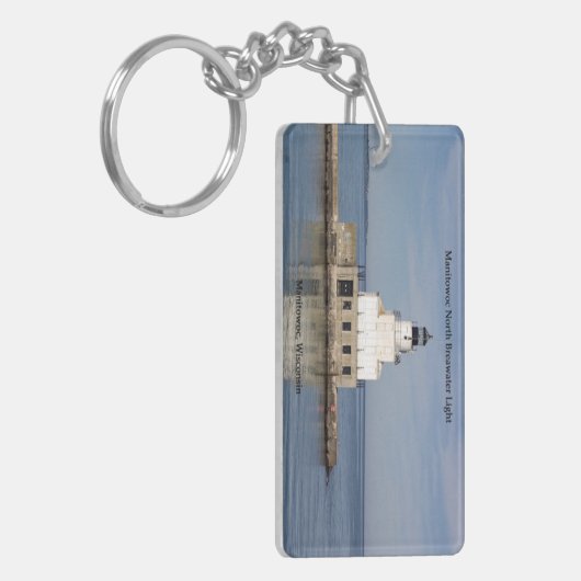 Manitowoc North Breakwater Light rect. sleutelkete Sleutelhanger (Voorkant Links)