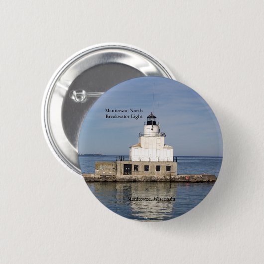 Manitowoc North Breakwater Light-toets Ronde Button 5,7 Cm (Voorkant /achterkant)