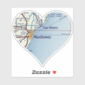Manitowoc WI  kaart Sticker (Vel)