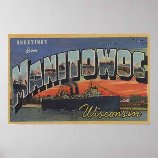 Manitowoc, Wisconsin - Grote Letter-scènes Poster (Voorkant)