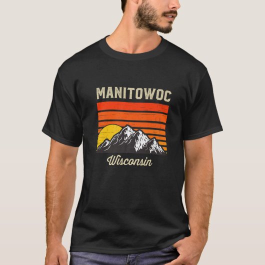 Manitowoc Wisconsin Retro City USA T-shirt (Voorkant)