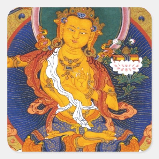 MANJUSHRI TIBET MYTHOLOGIE VIERKANTE STICKER (Voorkant)