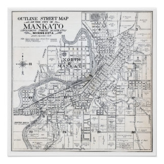 Mankato Map uit 1914 Perfect Poster