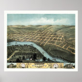 Mankato, MN Panorama Map - 1870 Poster (Voorkant)