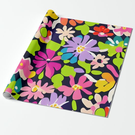 MankDhani Colorful Flowers Pattern Cadeaupapier (Uitgerold)