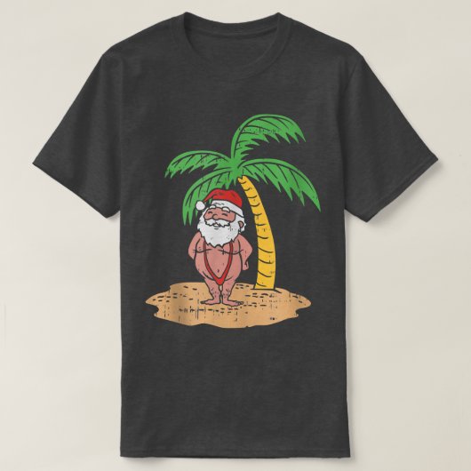 Mankini Santa Summer Swimsuit grappige kerst in J T-shirt (Design voorkant)