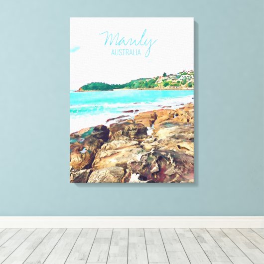 Manly Beach Ocean surf Australië reizen Canvas Afdruk (Insitu (Houten vloer))