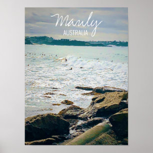 Manly Beach Ocean surf Australië reizen Poster