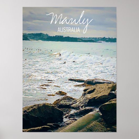 Manly Beach Ocean surf Australië reizen Poster (Voorkant)