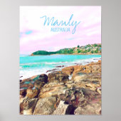 Manly Beach Ocean surf Australië reizen Poster (Voorkant)