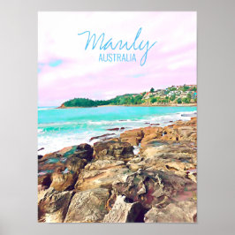 Manly Beach Ocean surf Australië reizen Poster