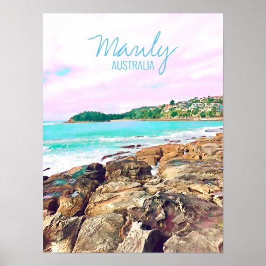 Manly Beach Ocean surf Australië reizen Poster (Voorkant)