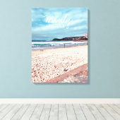 Manly Beach retro Australië reizen Canvas Afdruk (Insitu (Houten vloer))