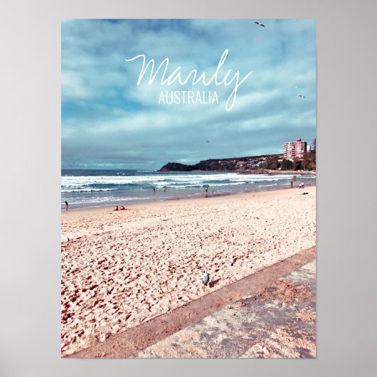 Manly Beach retro Australië reizen Poster (Voorkant)