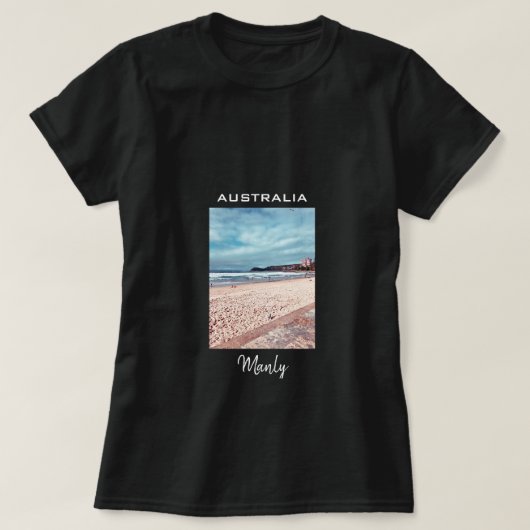 Manly Beach retro Australië reizen T-shirt (Design voorkant)