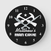 Manly hammer logo garage of mancave wall klok (Voorkant)