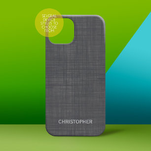 Manly Linen look met grijze persoonlijke naam iPhone 15 Case