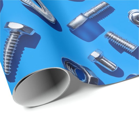 Manly Man Gear Head Noten en Bolts cadeau wrap Cadeaupapier (Rol Hoek)