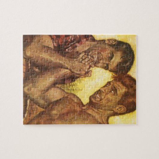 Manly Mannen Arm Wrestle Legpuzzel (Horizontaal)