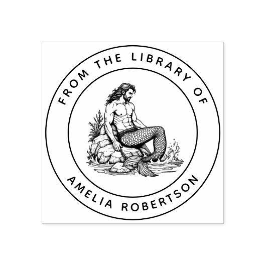 Manly Merman gebeeldhouwd Abs en Chain on Rocks Bo Rubberstempel (Afrduk)