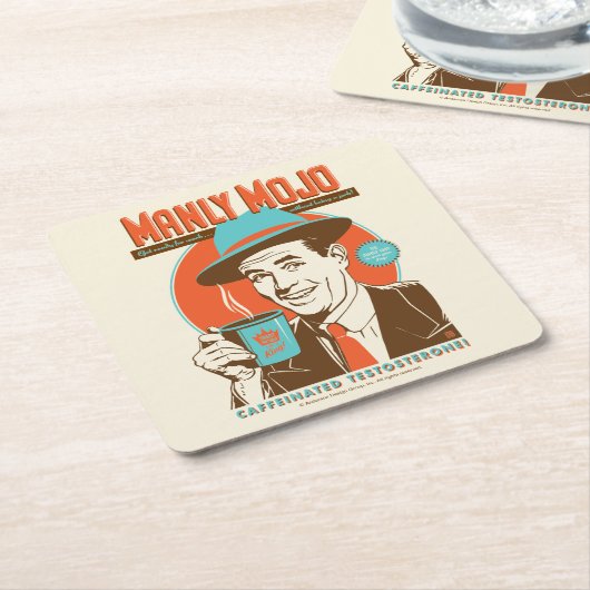 Manly Mojo Coffee Kartonnen Onderzetters (Schuin)