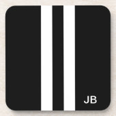 Manly Monogram Black and White Stripe Onderzetters (Voorkant)