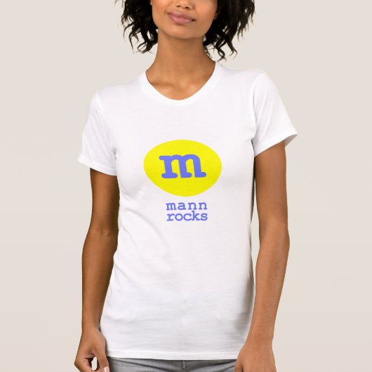 Mann Rocks (wit/geel/blauw) T-shirt (Voorkant)