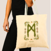 Mannaz Rune in Evergreen Branches Gepersonaliseerd Tote Bag