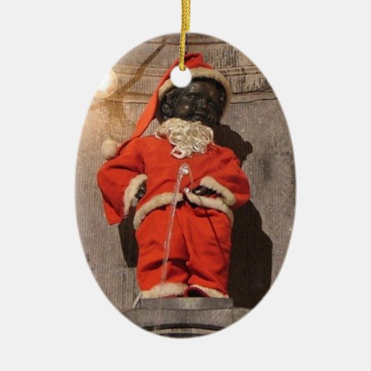 Mannekin Pis Christmastime Keramisch Ornament (Voorkant)