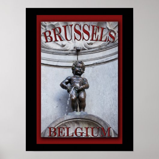 Mannekin Pis in Brussel Poster (Voorkant)