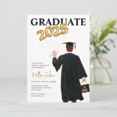 Mannelijk 2025 Uitnodiging voor afstudeerfeest (Staand voorkant)