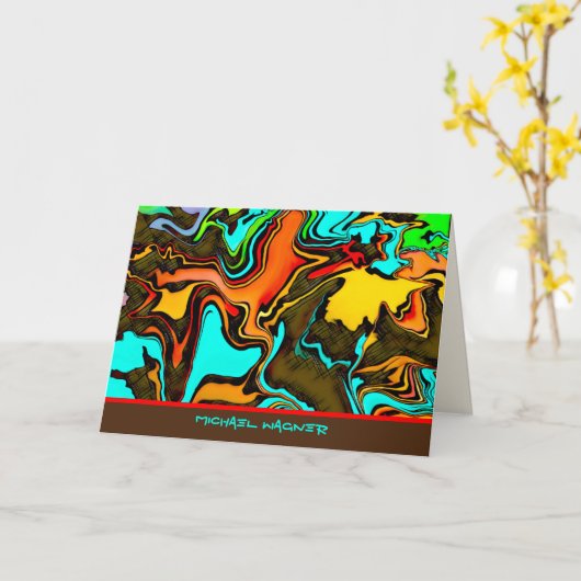 Mannelijk Abstract Bruin Kleurrijke Modern Blank Kaart (Gele Bloem)