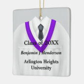Mannelijk Afstudeerder Geit Wit en Paars Ornament (Links)