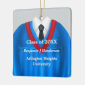 Mannelijk Afstudeerder Gown Blauw en rood Ornament (Links)