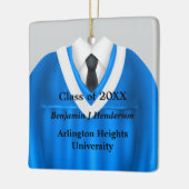 Mannelijk Afstudeerder Gown Blauw en Wit Ornament (Links)