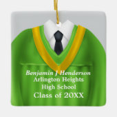 Mannelijk Afstudeerder Gown Groen en Goud Ornament (Voorkant)