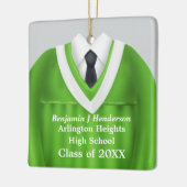 Mannelijk Afstudeerder Gown Groen en Wit Ornament (Links)