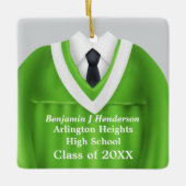 Mannelijk Afstudeerder Gown Groen en Wit Ornament (Voorkant)