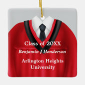 Mannelijk Afstudeerder Gown Rood en Zwart Ornament (Voorkant)