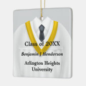 Mannelijk Afstudeerder Gown Wit en Goud Ornament (Links)