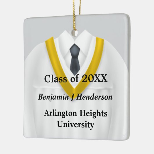 Mannelijk Afstudeerder Gown Wit en Goud Ornament (Links)