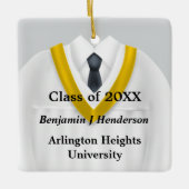 Mannelijk Afstudeerder Gown Wit en Goud Ornament (Voorkant)