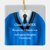 Mannelijk Afstudeerder Grown Blue en zwart Ornamen Keramisch Ornament (Voorkant)
