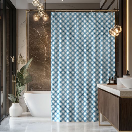 Mannelijk badgordijn blauw ruit cadeau idee douchegordijn