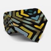 Mannelijk Blauw Goud Zwart Stropdas (Opgerold)