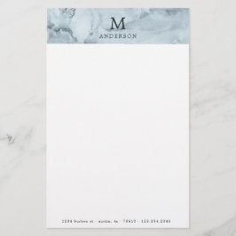 Mannelijk blauw marmer monogram briefpapier