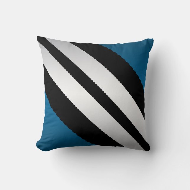 Mannelijk Blauw Zwart Grijs Stripes Design Kussen (Voorkant)