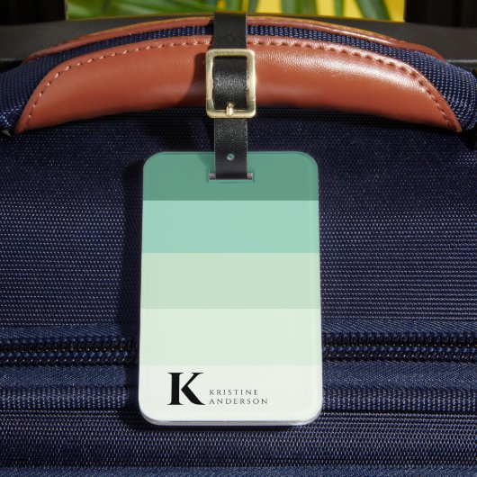 Mannelijk Blauwgroen Groen Ombre Classic Monogram Bagagelabel (Voorkant Insitu 2)